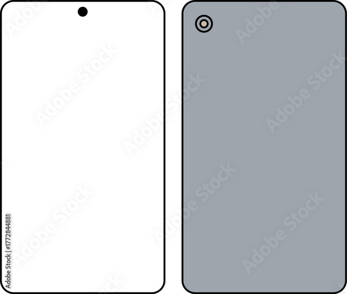 Modern smartphone front and back views minimalist design technology gadget device illustration