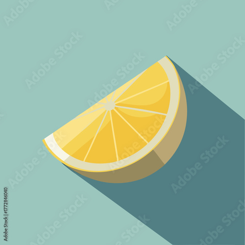 A bright yellow citrus fruit slice with a long shadow isolated on white background isolated on transparent background silhouette