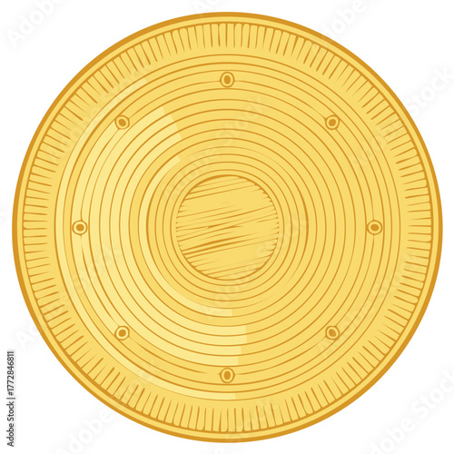 Antique Golden Coin with Concentric Circles and Small Punctures