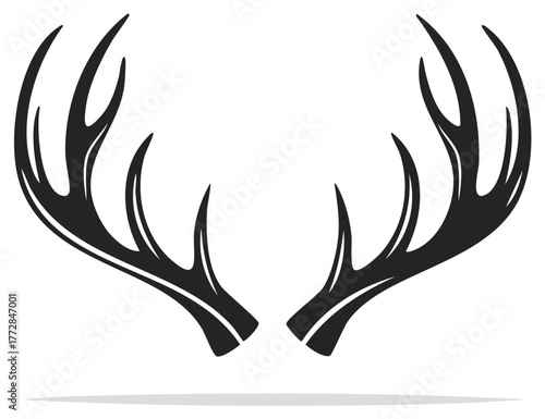 Silhouette of deer antlers design element, isolated vector illustration