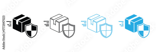 Trustworthy delivery icons symbolize protection and speed. Perfect for businesses prioritizing safe, fast shipping and dependable logistics solutions globally.
