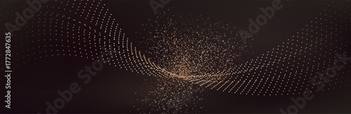 Gold abstract waves background. Golden curve lines vector illustration isolated on black Luxury glitter shiny swirl pattern. Elegant modern fashion design element.