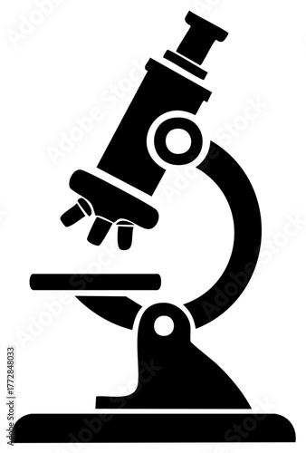 Black silhouette icon of a scientific microscope symbolizing research, education, and discovery