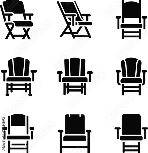 Collection of nine different chair icons furniture