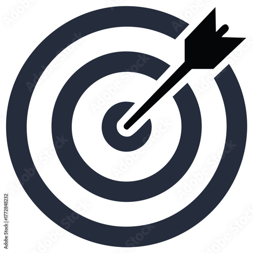 Success achievement icon with arrow hitting bullseye target center goal accuracy perfection