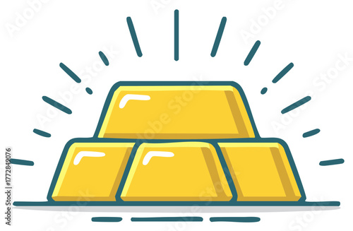 Stacked Gold Bars with Radiant Shine, Representing Wealth, Financial Success, and Prosperity