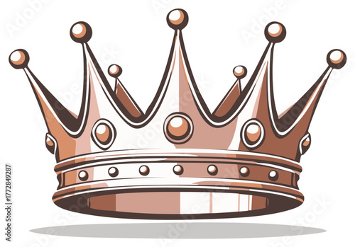 Stylized Rose Gold Crown with Sharp Points, a Regal Symbol of Power, Authority and Royal Emblems