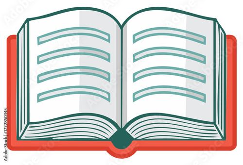 Illustration of an Open Book with Blank Pages for Reading and Education Concepts