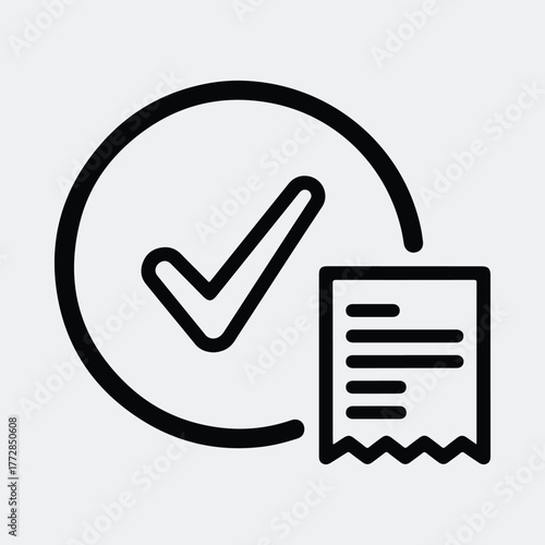 Silhouette check mark and bill vector for finance symbol line art Vector illustration