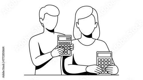 Couple calculating finance