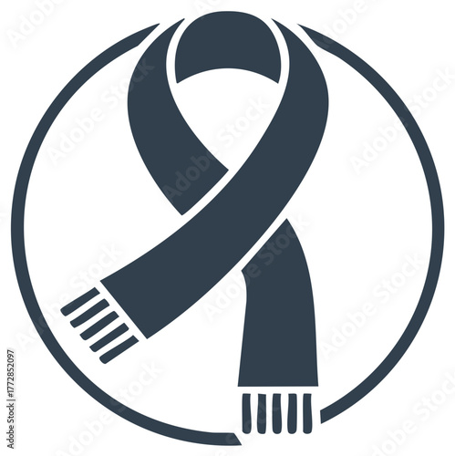 Stylized Scarf Icon Circle Shape Warmth Symbol Simple Design