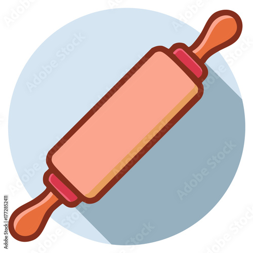 Flat design rolling pin icon for baking and cooking concepts
