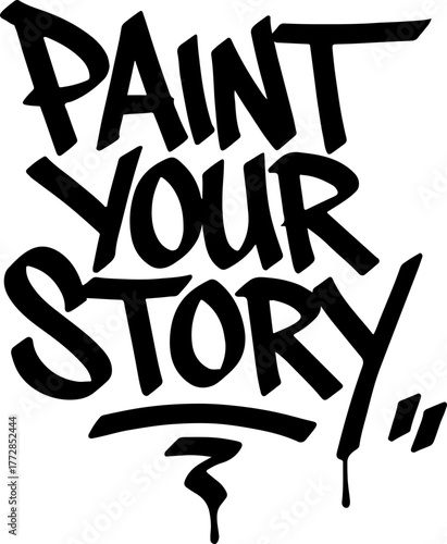Paint Your Story – Dripping graffiti raw typography vector with bold grunge street vibe. Perfect for posters, apparel, and stickers that express creativity, rebellion, and authentic urban spirit.