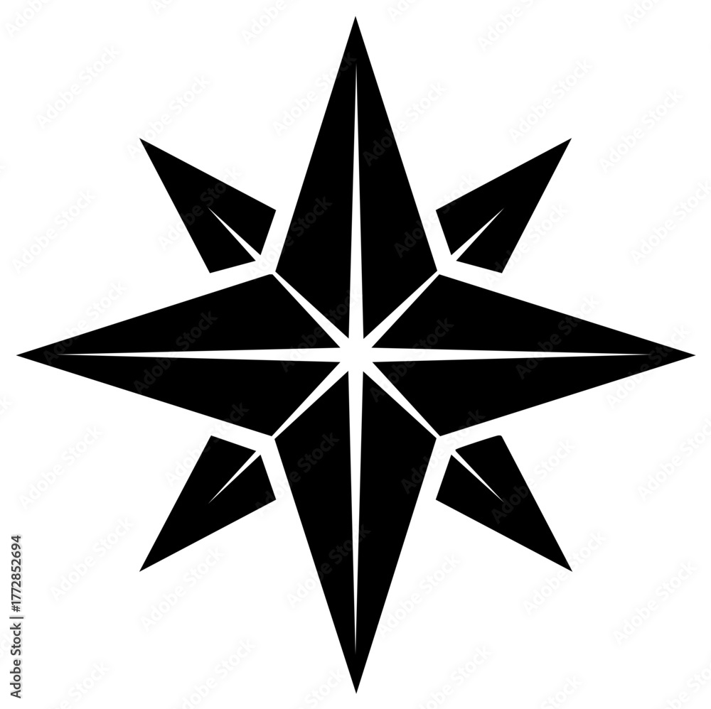 Fototapeta premium Black and White Eight Pointed Star Symbol Design Element