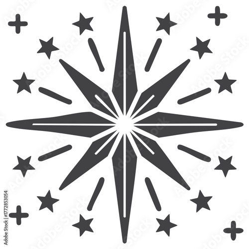 Stylized Christmas Star of Bethlehem icon with sparkling celestial elements