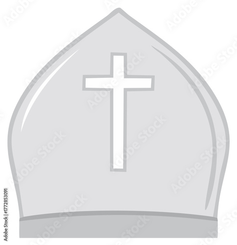 Christian Bishop's Mitre Hat with Cross Symbol