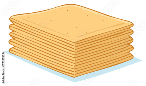 Stack of golden crackers, illustration, food concept