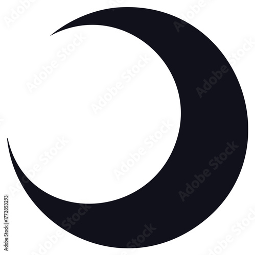 Dark black crescent moon celestial body isolated simple graphic design element