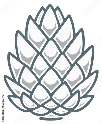 Stylized hop cone illustration for craft beer brewing natural ingredient and ale production graphic