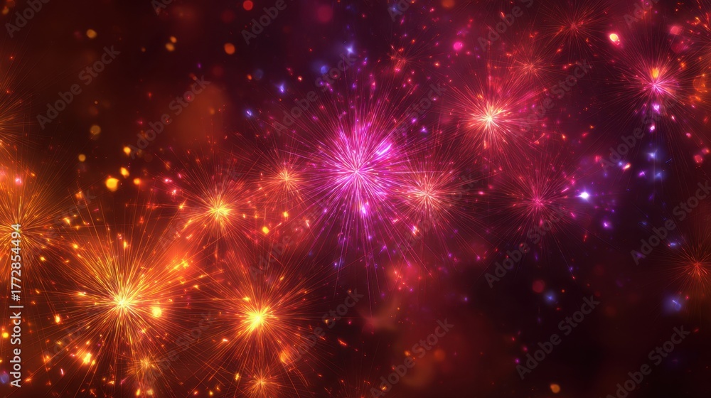 Naklejka premium Bright bursts of color light up the night sky creating a joyful and vibrant atmosphere for all.