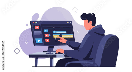 A Person Working With A Video Editing Software On A Modern Computer