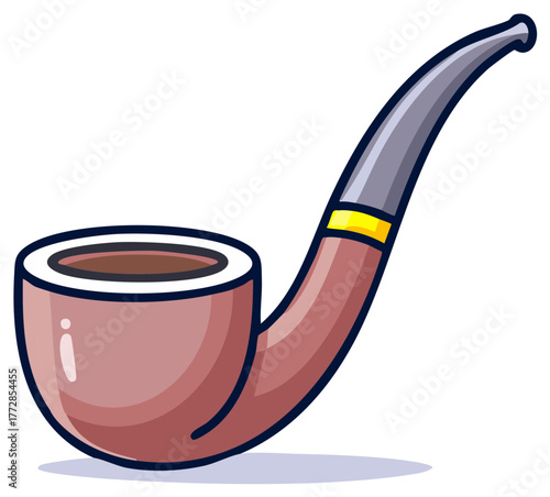 Illustration of a smoking pipe with brown bowl and gray stem for tobacco or other smoking products