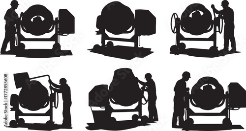 Cement Mixer Operator Silhouette Collection