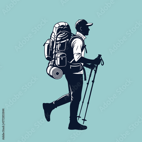 silhouette vector illustration of a backpacker