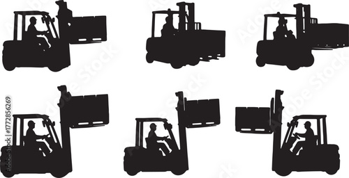 Forklift Operator Silhouette Set