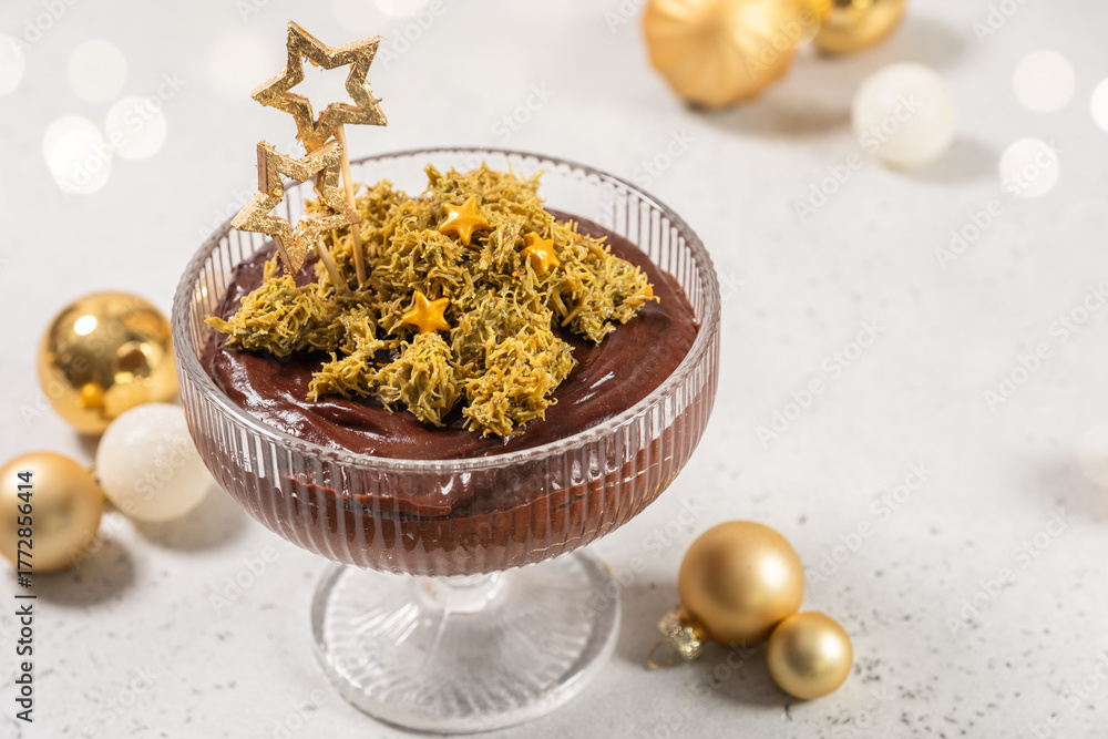 Fototapeta premium Dubai chocolate mousse for Christmas party