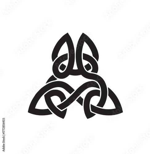 Abstract Triangle Celtic Knot vector illustration silhouette for Spiritual Emblem or Modern Tattoo Art.