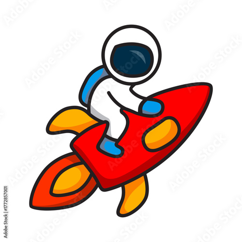Little Astronaut Riding Rocket Sticker Design