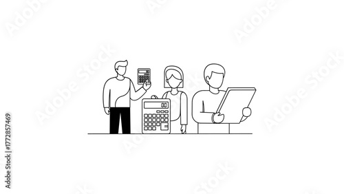 Accountant team working with calculator