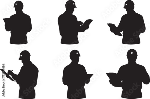 Safety Inspector on Site Silhouette Set