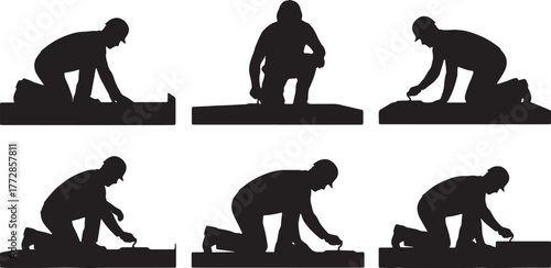 Kneeling Construction Worker Silhouette Collection
