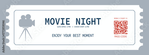 modern and luxurious movie night cinema ticket with white background