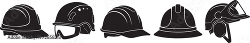 Hard Hat and Safety Helmet Silhouette Icons