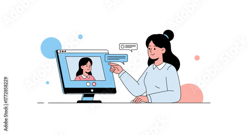Online Video Chat Concept Depicting Remote Communication and Digital Interaction