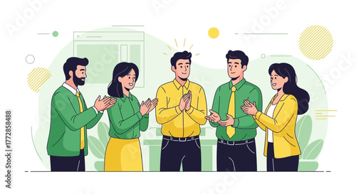 Team Applauding Success And Congratulating A Colleague After A Successful Achievement