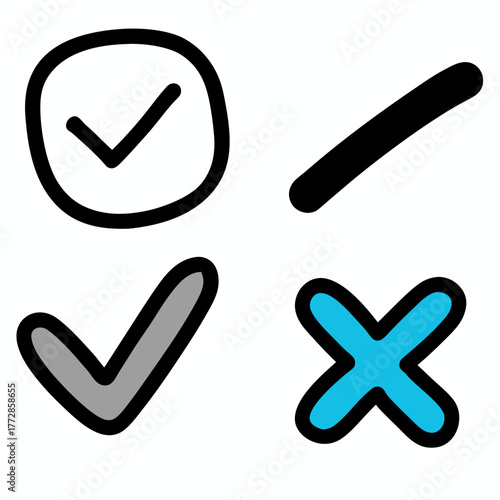 Mixed Color Check and X Mark Icons check mark correct