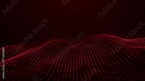 An animated colorful wave of glowing dots, creating the illusion of moving waves on a dark background. The visualization resembles a dynamic 3D wave, combining technology and art of the future.