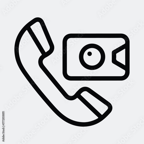 Silhouette telephone and credit card simple outline icon line art Vector illustration