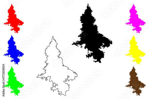 Benin city (Federal Republic of Nigeria, Edo State) map vector illustration, scribble sketch Benin map