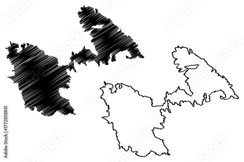 Astypalaia island (Hellenic Republic, Greece, Aegean Sea) map vector illustration, scribble sketch Astypalaia map