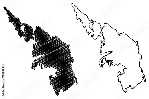 Askoy island (Kingdom of Norway) map vector illustration, scribble sketch Askoy map