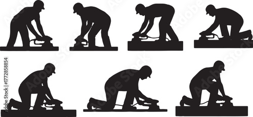 Worker with Sander Silhouette Set