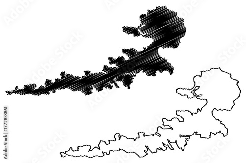 Atka island (United States of America, North America, Alaska, US, USA, Aleutian Islands) map vector illustration, scribble sketch Atka map