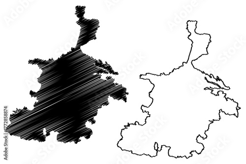 Barra island (United Kingdom of Great Britain and Northern Ireland, Scotland, Outer Hebrides) map vector illustration, scribble sketch Isle of Barra map