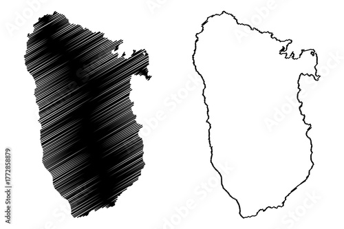 Basse-Terre Islands (France, French Republic, Guadeloupe archipelago, Leeward Islands, Lesser Antilles) map vector illustration, scribble sketch Basse Terre map