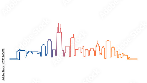 Cityscape Silhouette: A minimalist line drawing captures the essence of a vibrant cityscape, showcasing a skyline against the horizon.